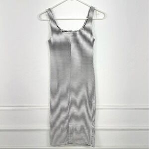 HEART & HIPS Black White Stripe Tank Dress Midi Size S‎